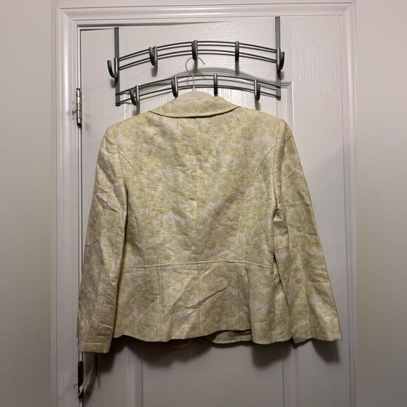 Isabel & Nina lime Green & Ivory Brocade Jacket floral blazer Womens 14 preppy - Picture 2 of 16